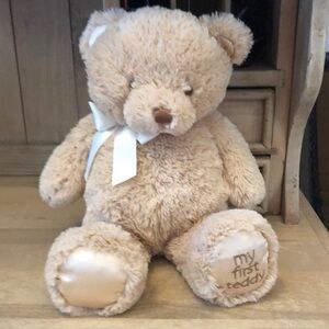 Baby Gund “My First Teddy” Tan Bear Plush Stuffed Animal Sewn Eyes 15”